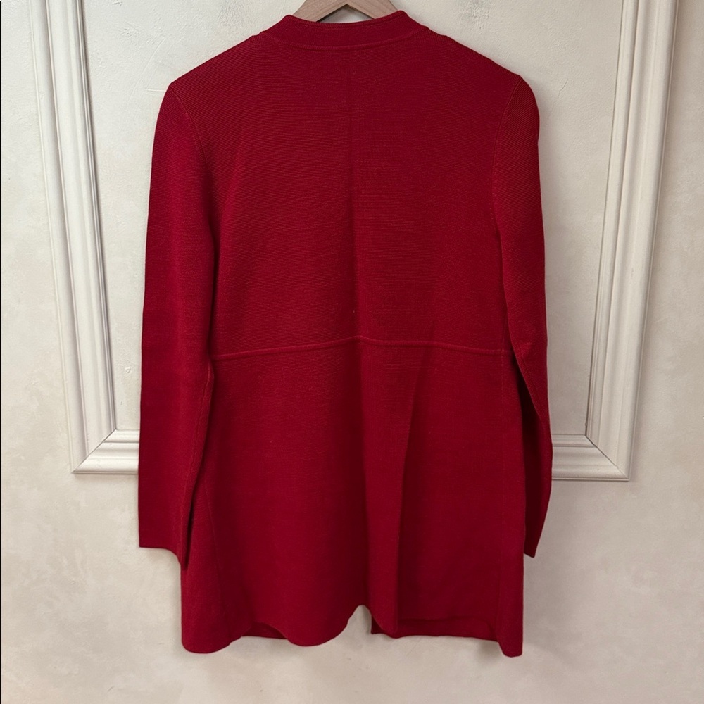 New! Eileen Fisher Silk Blend Stand Up Collar Red Sweater Set - Picture 8 of 8